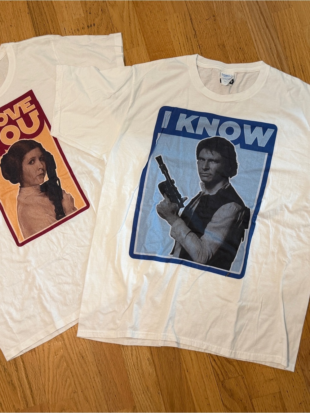 Star Wars Han Solo Princess Leia Matching T Shirts Large I Love You I Know Lot 2